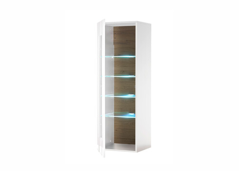 Vitriinkapp CAYMAN valge / tamm, 45x38xH131 cm