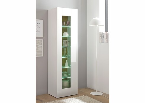Vitriinkapp CAYMAN valge / tamm, 45x38xH166 cm