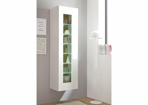 Vitriinkapp CAYMAN valge / tamm, 45x38xH166 cm