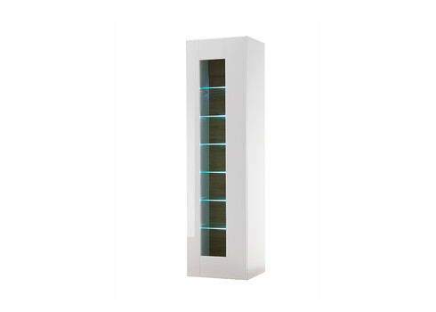 Vitriinkapp CAYMAN valge / tamm, 45x38xH166 cm