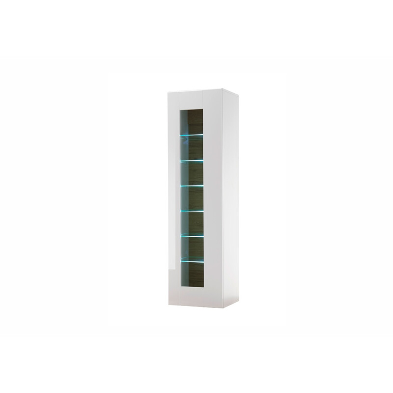 Vitriinkapp CAYMAN valge / tamm, 45x38xH166 cm