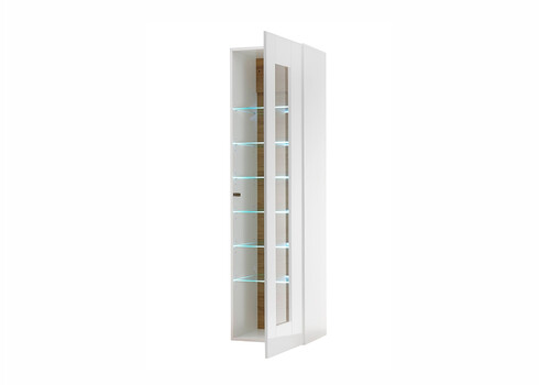 Vitriinkapp CAYMAN valge / tamm, 45x38xH166 cm