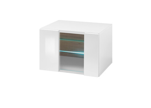 Vitriinkapp CAYMAN valge / tamm, 45x38xH31 cm
