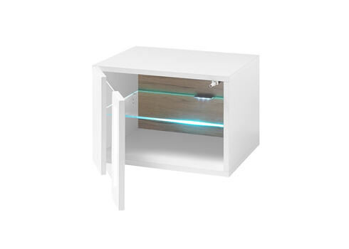 Vitriinkapp CAYMAN valge / tamm, 45x38xH31 cm
