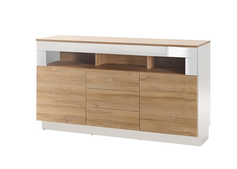 Kummut CAYMAN valge / tamm, 149x43xH85 cm