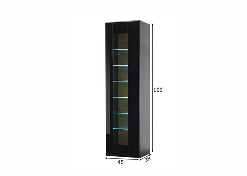 Vitriinkapp CAYMAN must / tamm, 45x38xH166 cm