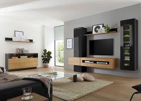 Vitriinkapp CAYMAN must / tamm, 45x38xH166 cm