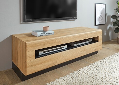 Tv-alus CAYMAN tamm / must, 140x48xH46 cm