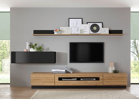 Tv-alus CAYMAN tamm / must, 140x48xH46 cm