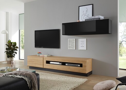 Tv-alus CAYMAN tamm / must, 140x48xH46 cm