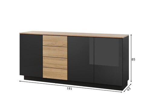 Kummut CAYMAN must / tamm, 181x43xH85 cm