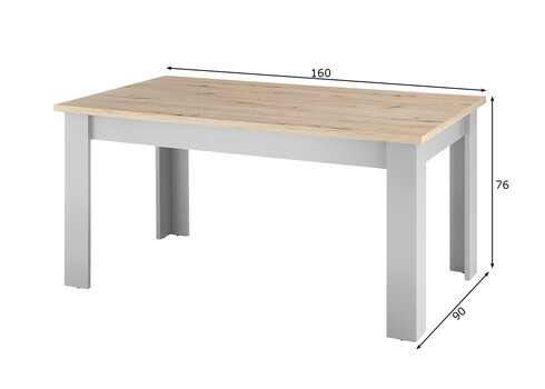 Söögilaud CHAMBORD helehall / tamm, 160x90xH76 cm