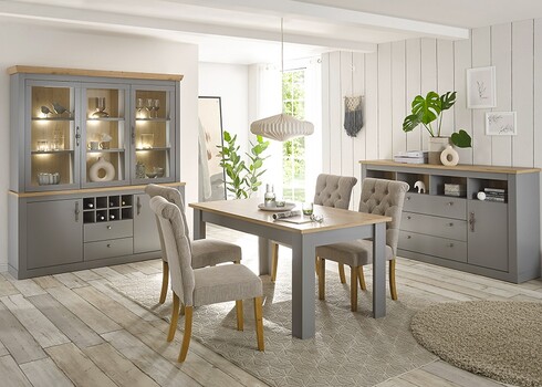 Söögilaud CHAMBORD helehall / tamm, 160x90xH76 cm