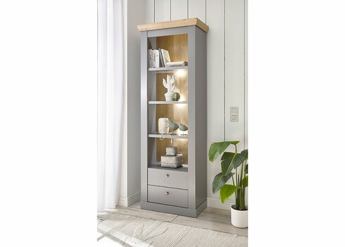 Kapp-riiul CHAMBORD helehall / tamm, 71x37xH201 cm