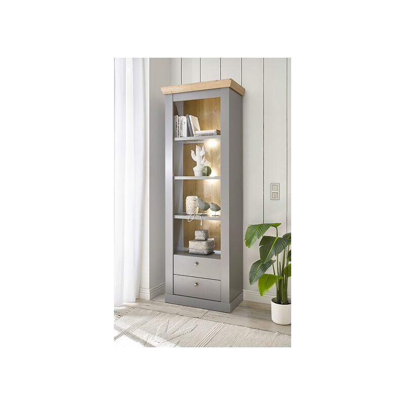 Kapp-riiul CHAMBORD helehall / tamm, 71x37xH201 cm