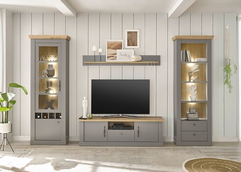 Kapp-riiul CHAMBORD helehall / tamm, 71x37xH201 cm