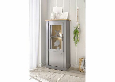 Vitriinkapp CHAMBORD helehall / tamm, 68x37xH142 cm