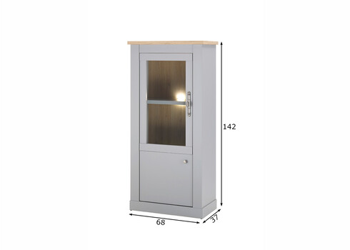 Vitriinkapp CHAMBORD helehall / tamm, 68x37xH142 cm
