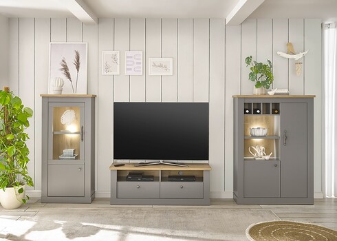 Vitriinkapp CHAMBORD helehall / tamm, 68x37xH142 cm