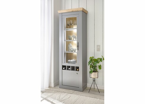 Vitriinkapp CHAMBORD helehall / tamm, 71x37xH201 cm