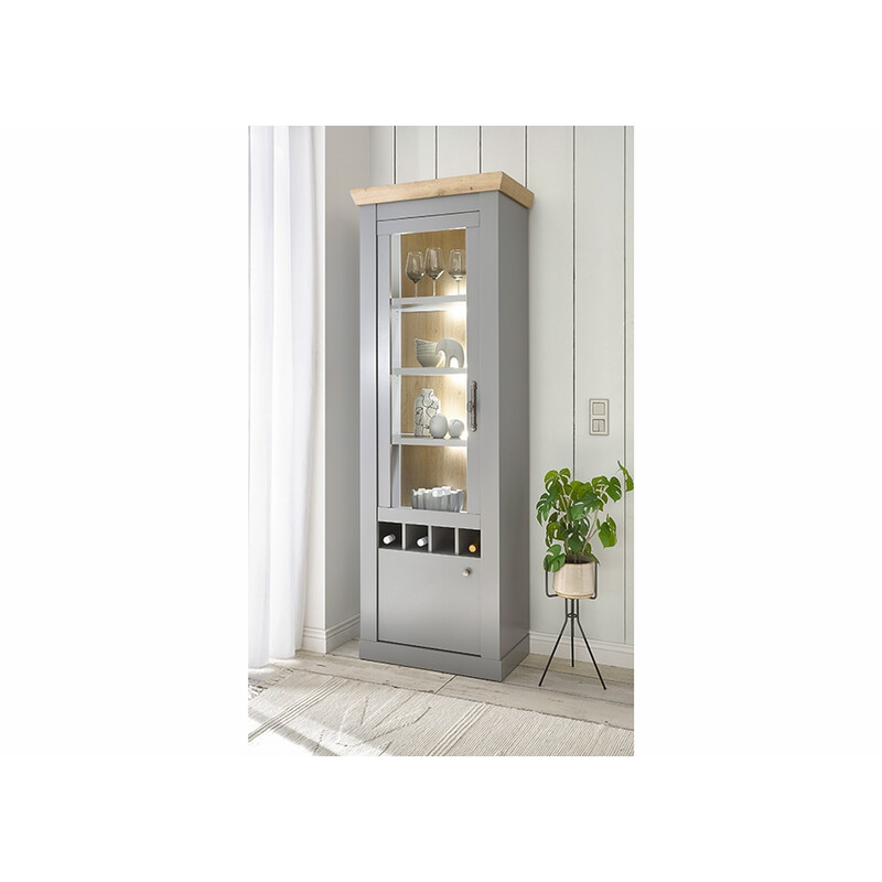 Vitriinkapp CHAMBORD helehall / tamm, 71x37xH201 cm