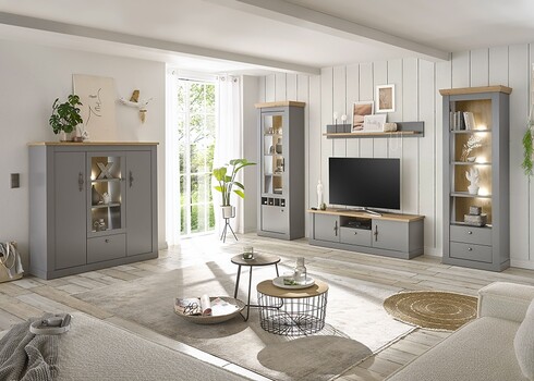 Vitriinkapp CHAMBORD helehall / tamm, 71x37xH201 cm