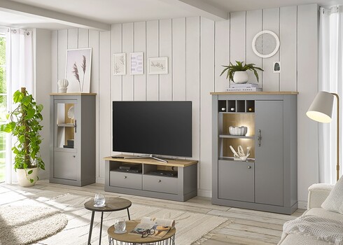 Tv-alus CHAMBORD helehall / tamm, 132x44xH48 cm