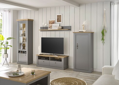 Kummut CHAMBORD helehall / tamm, 68x37xH142 cm