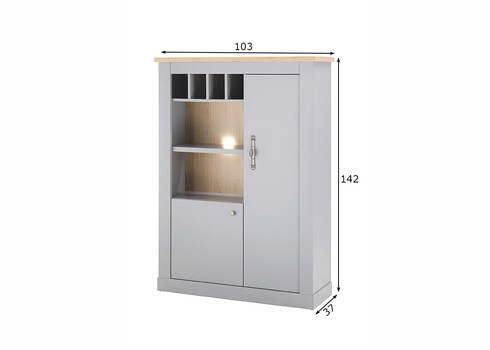 Kummut CHAMBORD helehall / tamm, 103x37xH142 cm
