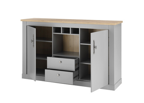 Kummut CHAMBORD helehall / tamm, 166x44xH100 cm