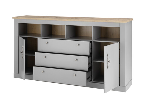 Kummut CHAMBORD helehall / tamm, 198x44xH104 cm