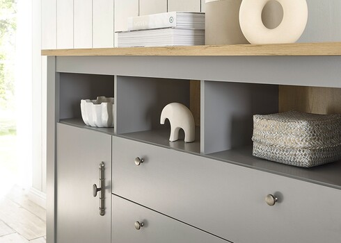 Kummut CHAMBORD helehall / tamm, 198x44xH104 cm