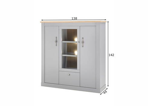 Kummut CHAMBORD helehall / tamm, 138x44xH142 cm