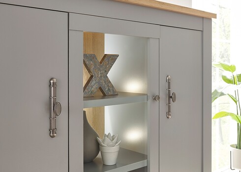 Kummut CHAMBORD helehall / tamm, 138x44xH142 cm