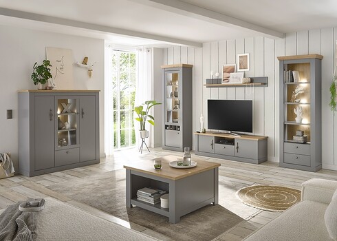 Kummut CHAMBORD helehall / tamm, 138x44xH142 cm