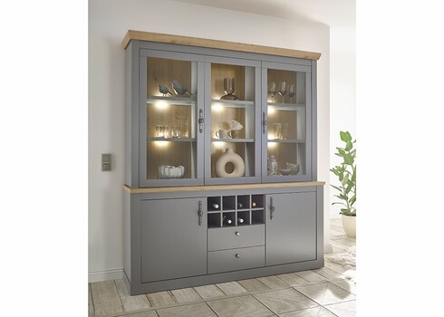 Puhvetkapp CHAMBORD helehall / tamm, 184x44xH205 cm