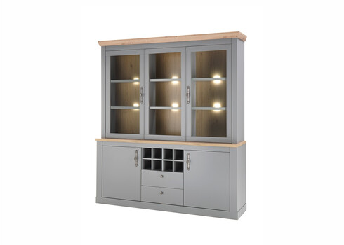 Puhvetkapp CHAMBORD helehall / tamm, 184x44xH205 cm