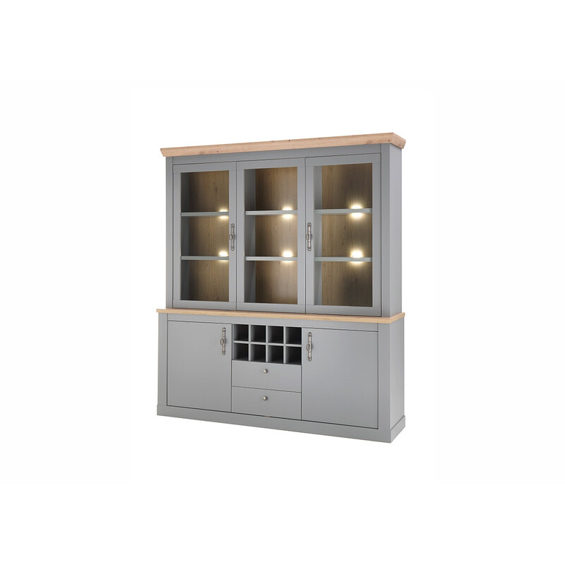 Puhvetkapp CHAMBORD helehall / tamm, 184x44xH205 cm