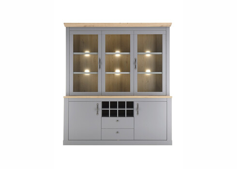 Puhvetkapp CHAMBORD helehall / tamm, 184x44xH205 cm