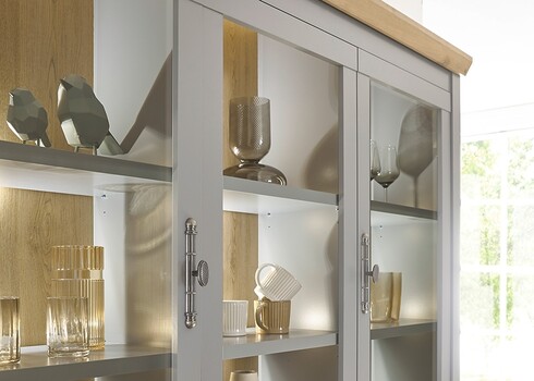 Puhvetkapp CHAMBORD helehall / tamm, 184x44xH205 cm