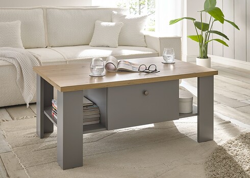 Diivanilaud CHAMBORD helehall / tamm, 107x67xH46 cm