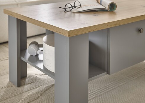 Diivanilaud CHAMBORD helehall / tamm, 107x67xH46 cm