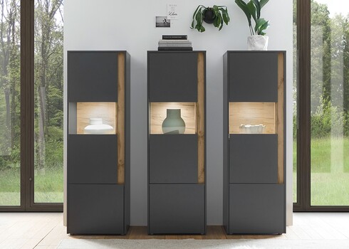 Vitriinkapp CITY antratsiit / tamm, 50x40xH157 cm