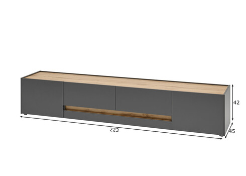Tv-alus CITY antratsiit / tamm, 223x45xH42 cm