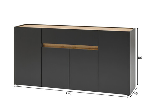 Kummut CITY antratsiit / tamm, 170x40xH86 cm