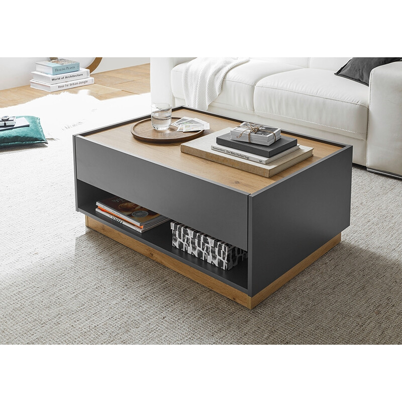 Diivanilaud CITY antratsiit / tamm, 90x60xH38 cm