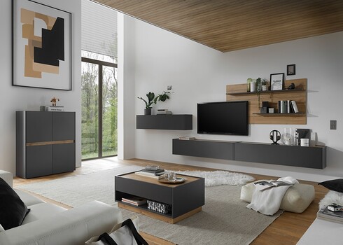 Diivanilaud CITY antratsiit / tamm, 90x60xH38 cm
