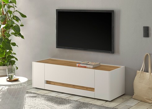Tv-alus CITY valge / tamm, 140x45xH42 cm