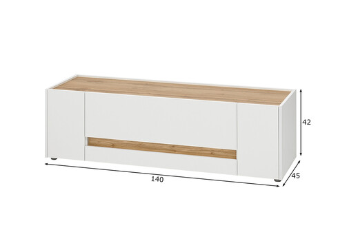 Tv-alus CITY valge / tamm, 140x45xH42 cm