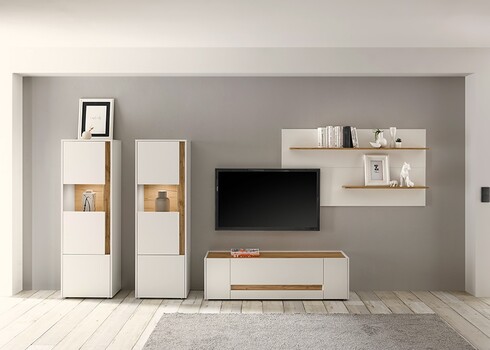 Tv-alus CITY valge / tamm, 140x45xH42 cm